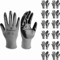 I9 Essentials Polyester & Nitrile Safety Work Gloves Seamless Polyester - Grey&Black - Size L, 12PK 100013